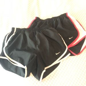 Nike running shorts in black, white, & pink bundle